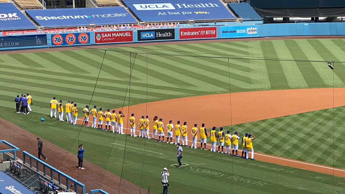 Dodgers players wear Kobe Bryant jerseys on his birthday - Los ... Dodgers players wear Kobe Bryant jerseys on his birthday - Los ...